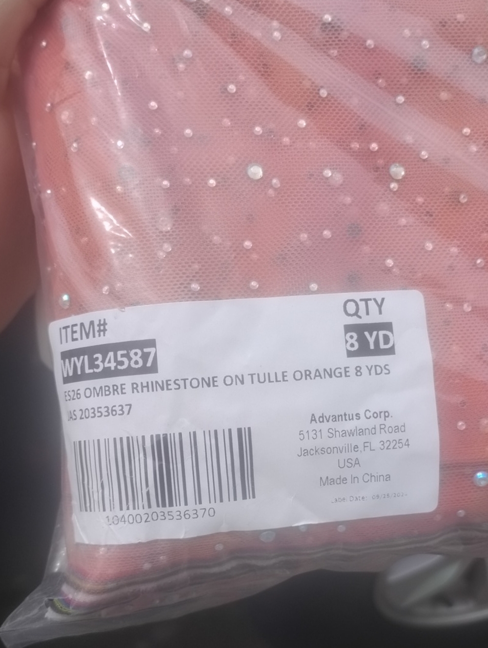Ombre Rhinestone On Tool Orange 8 Yd